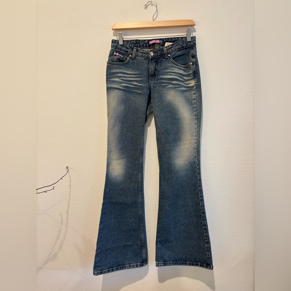 y2k low rise hipster flare jeans bubblegum size 3/4